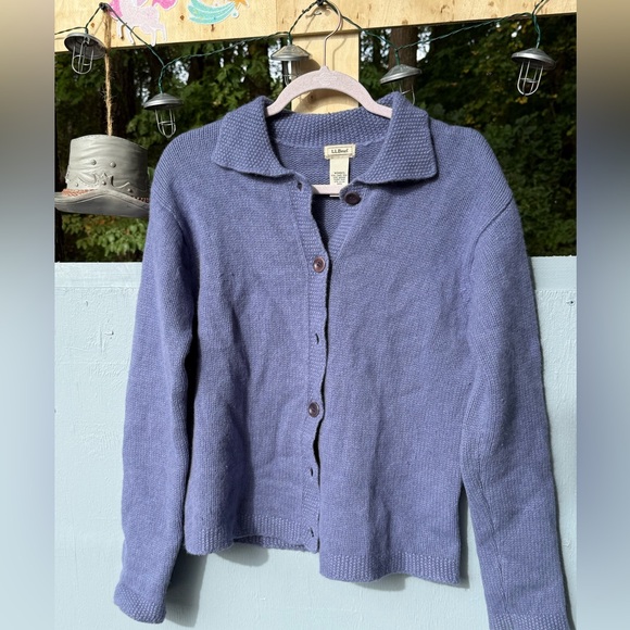 L.L. Bean Heather Blue Wool Blend Sweater - Picture 1 of 3